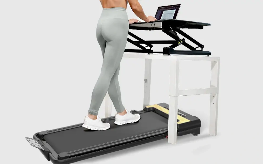using Tousains home running treadmill under desk