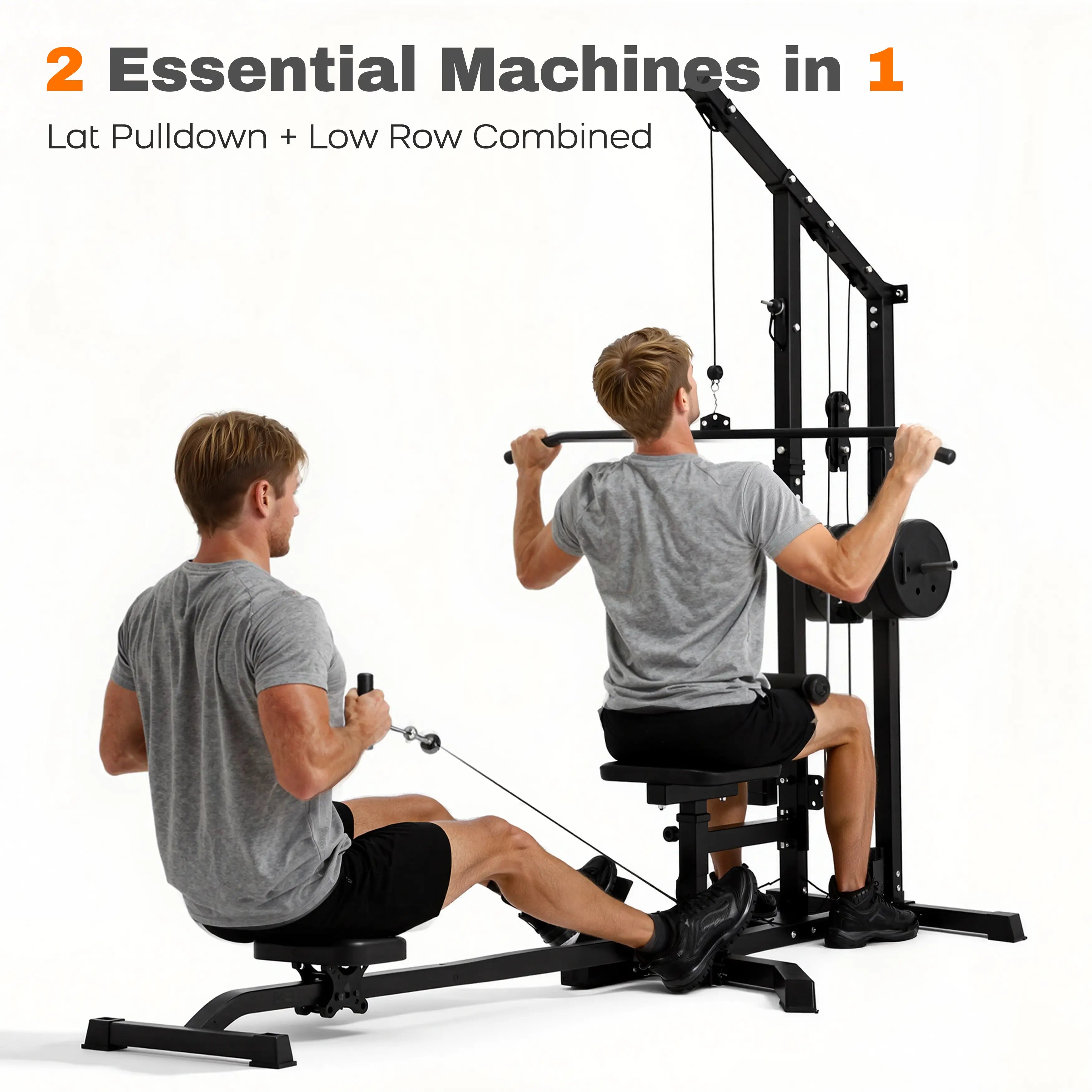 Tousains LAT pulldown machine for home with low row. The ultimate all in one machine for both cardio and strength training.