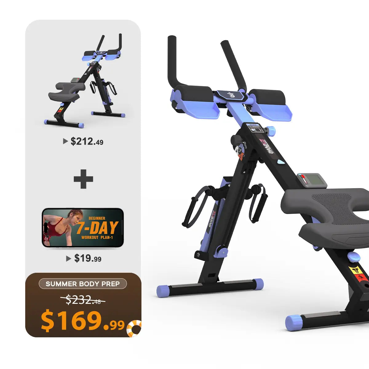 Tousains 3 in 1 rowing machine for sale: blue and black