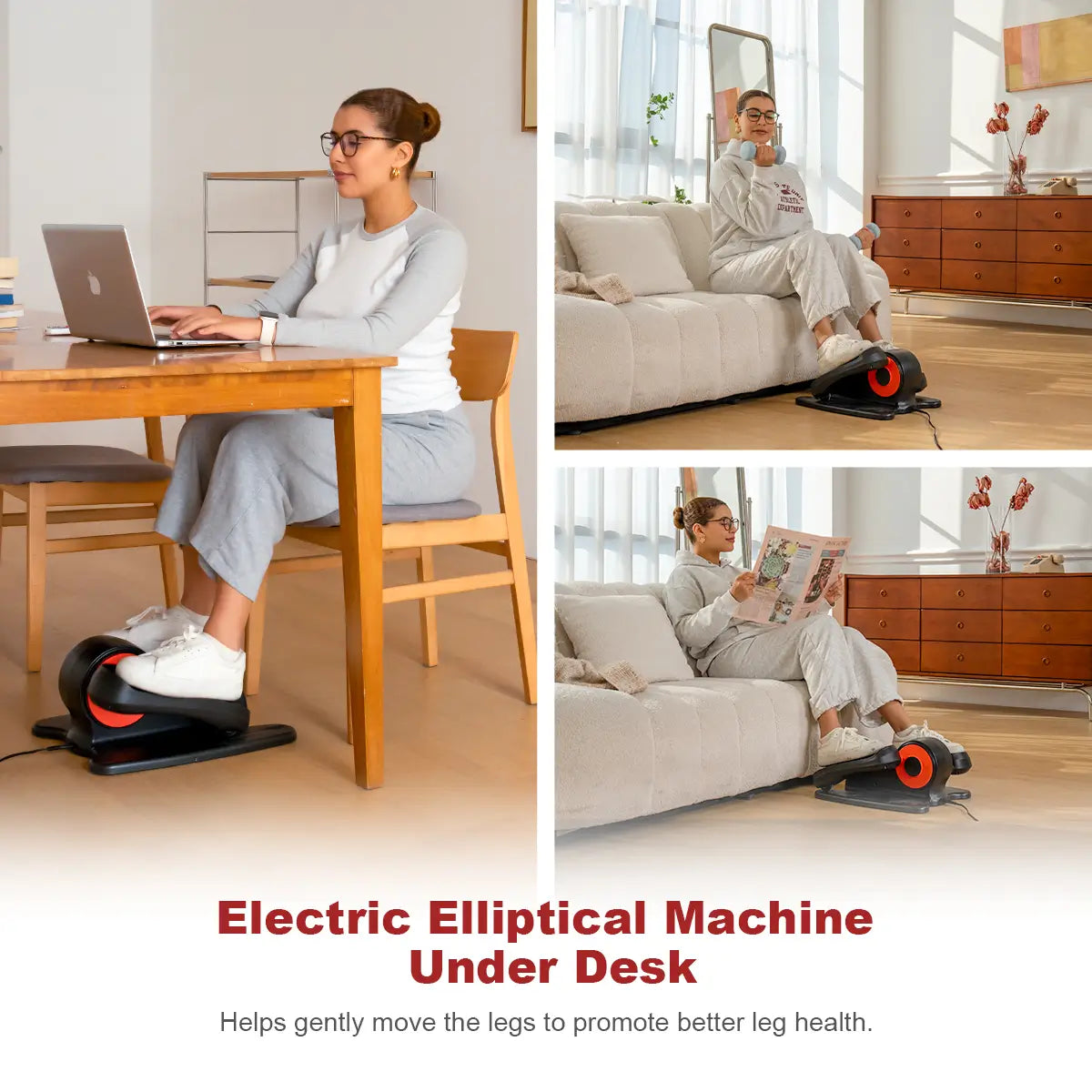 Tousains electric elliptical machine can be used while sitting