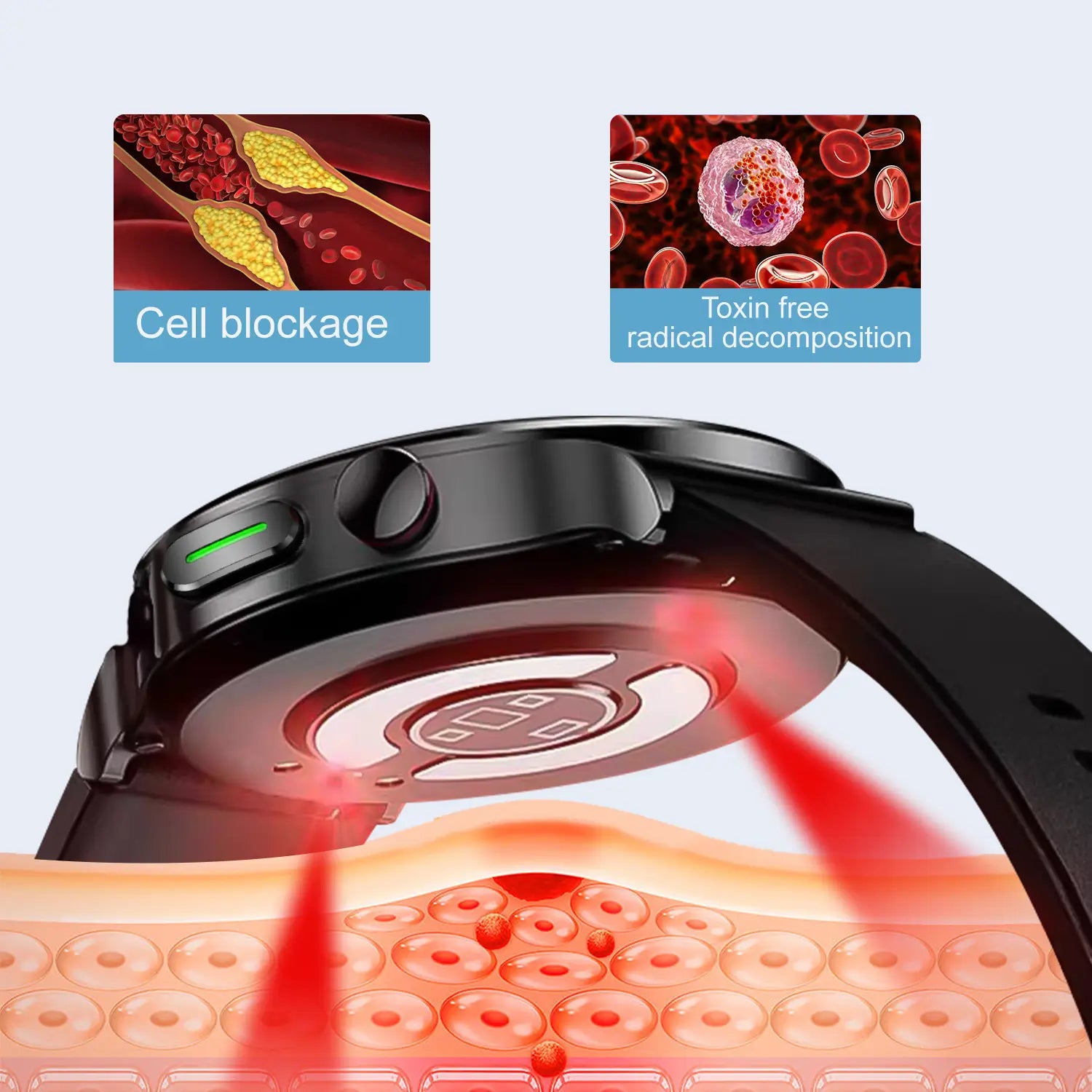 Tousains smart watch H1  features a dual-probe laser system tailored for physiotherapy