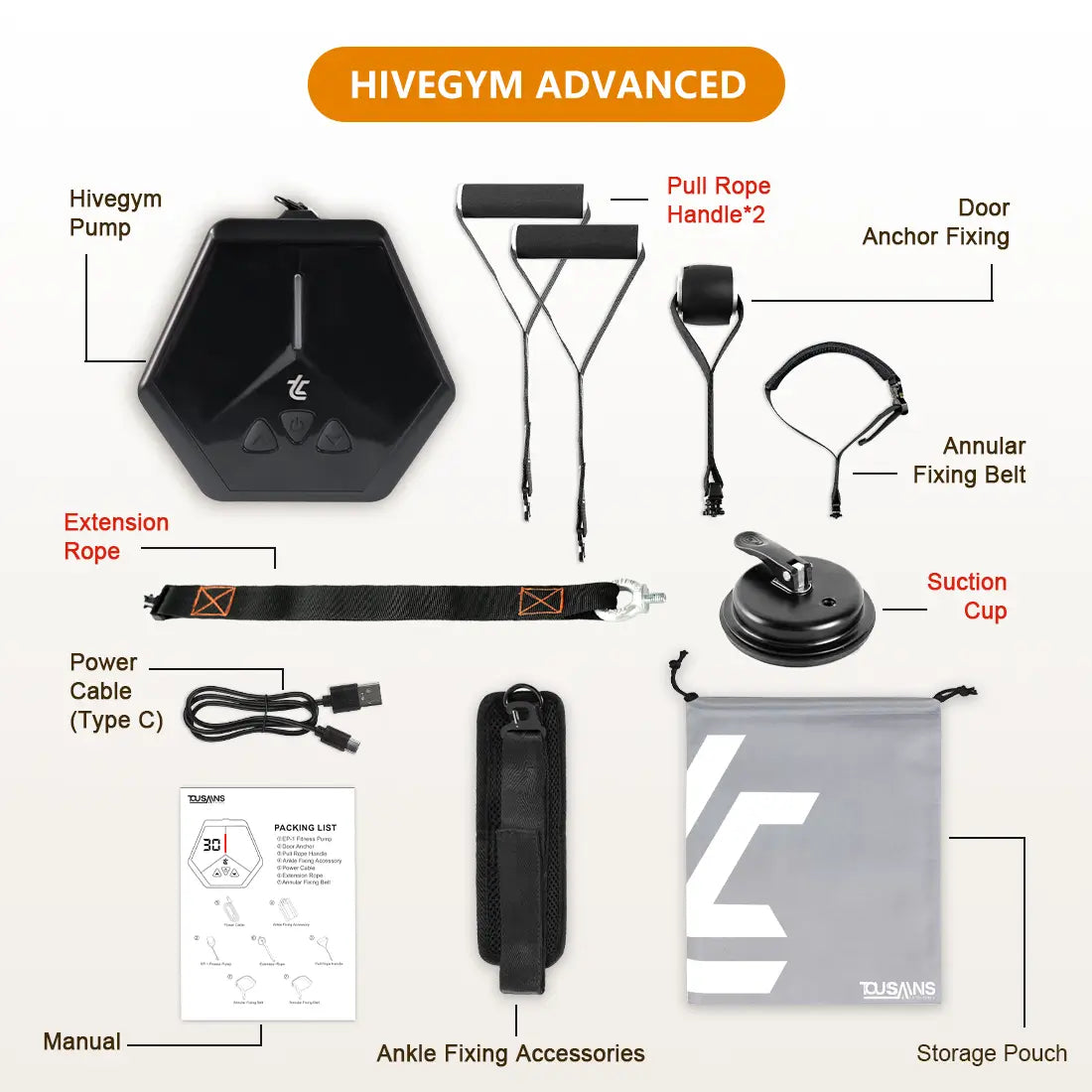 Tousains portable gym Hivegym: advanced package