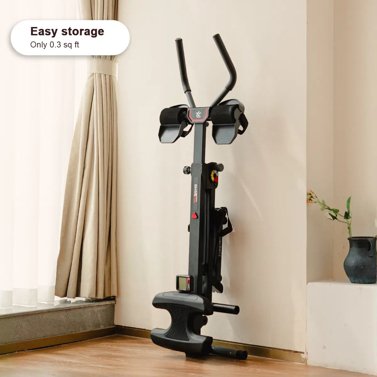 The Tousains 3 in 1 rowing machine is foldable and suitable for easy storage: only 0.3 sq ft.
