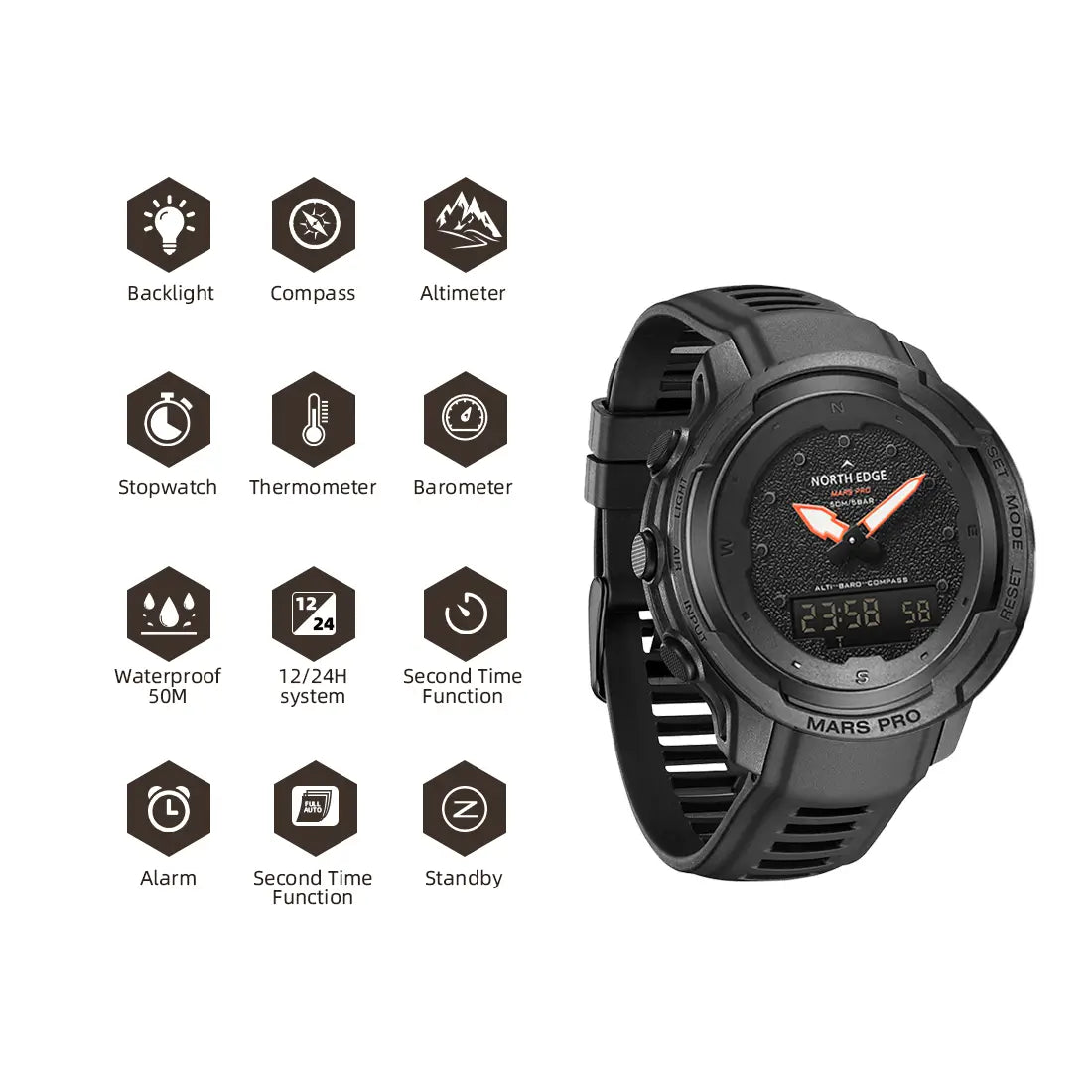 Tousains carbon fiber watch with various functions