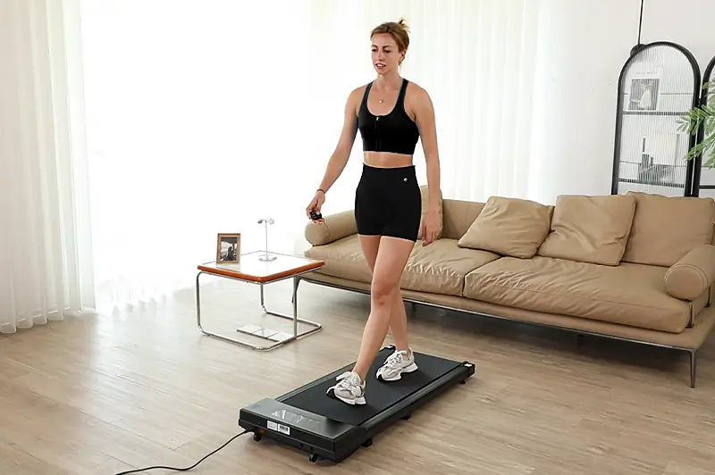 using Tousains home walking treadmill ST1 at home to stay fit