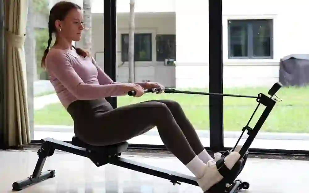 using Tousains small rowing machine at home 