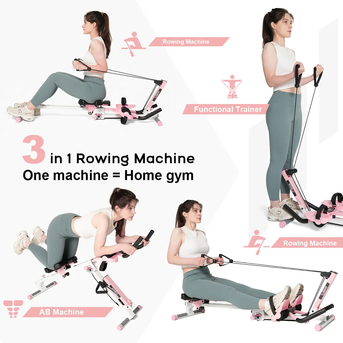 Compact 3 in 1 Rowing Machine | Tousains