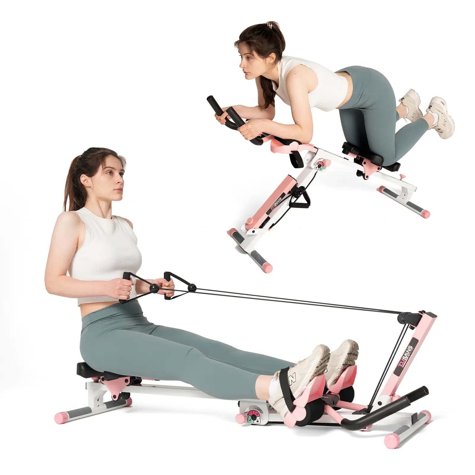 Tousains 3 in 1 rowing machine in pink. 