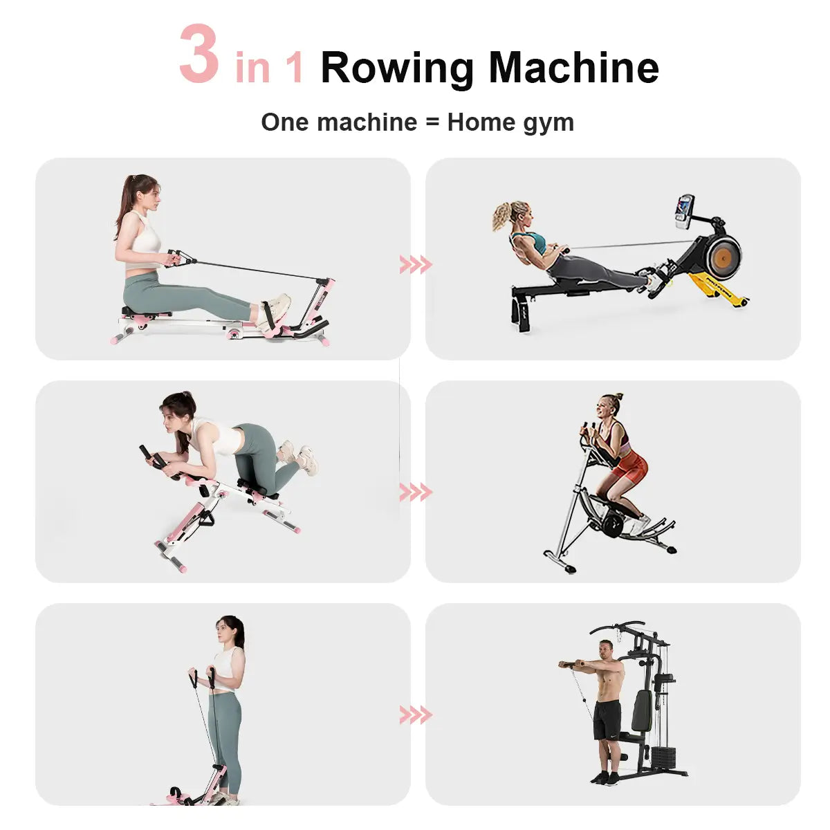 Compact 3 in 1 Rowing Machine | Tousains