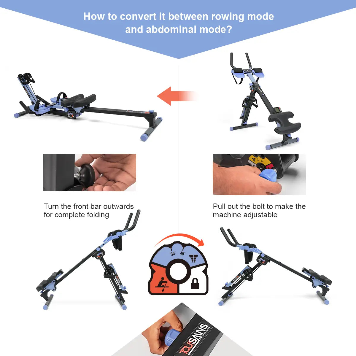 Tousains 3 in 1 Rowing Machine