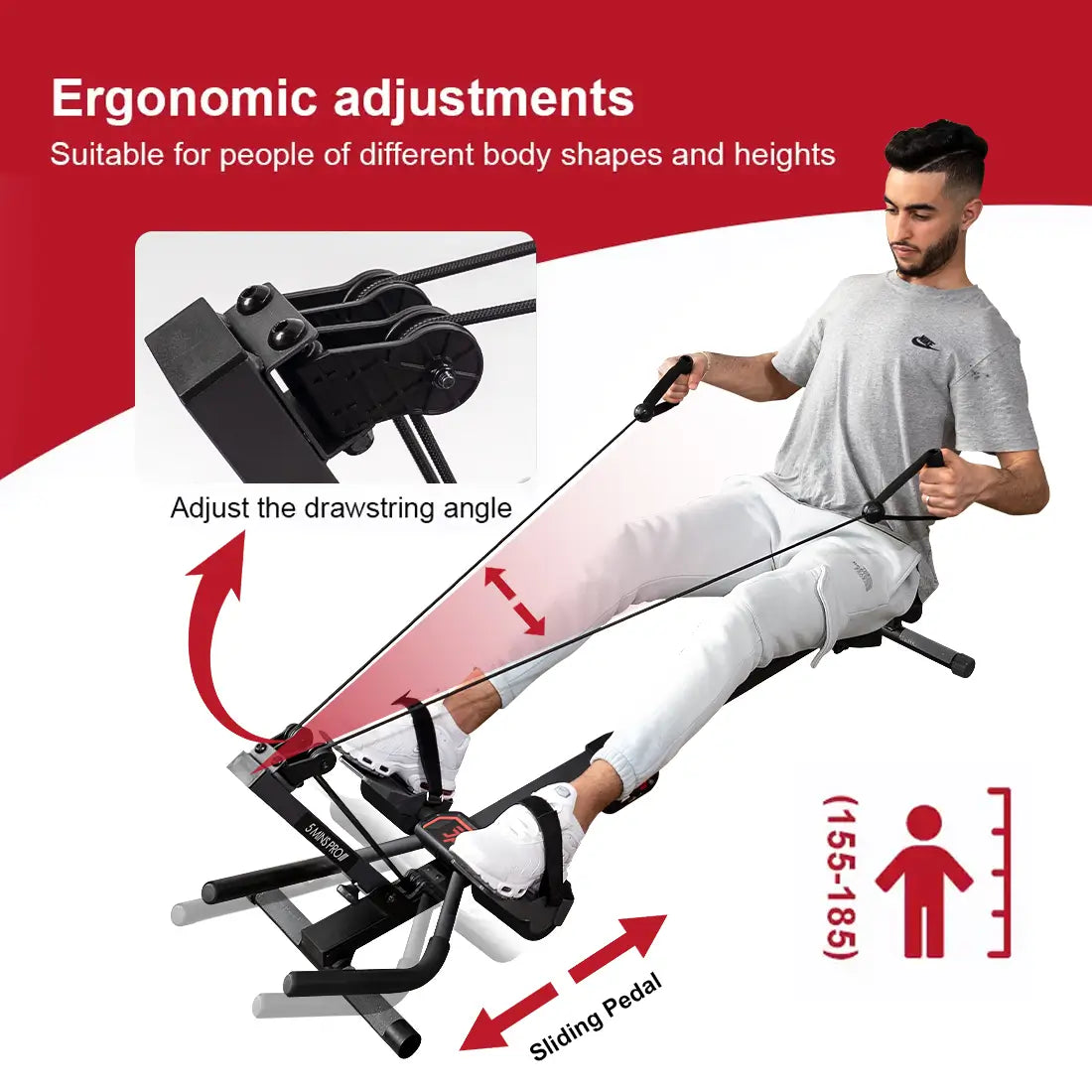 Tousains 3 in 1 rowing machine with ergonomic adjustments