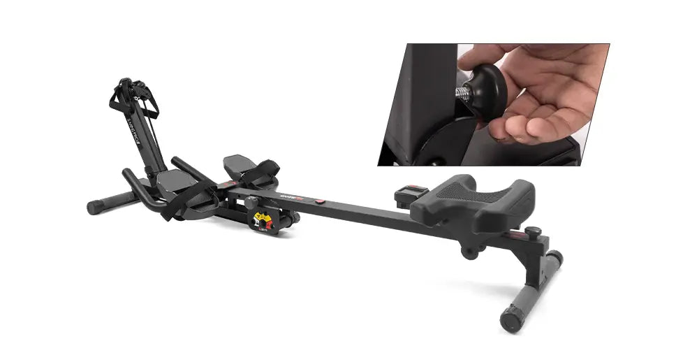 Tousains 3 in 1 rowing machine with method to convert mode- second adjust to the appropriate angle, turn in the bolt