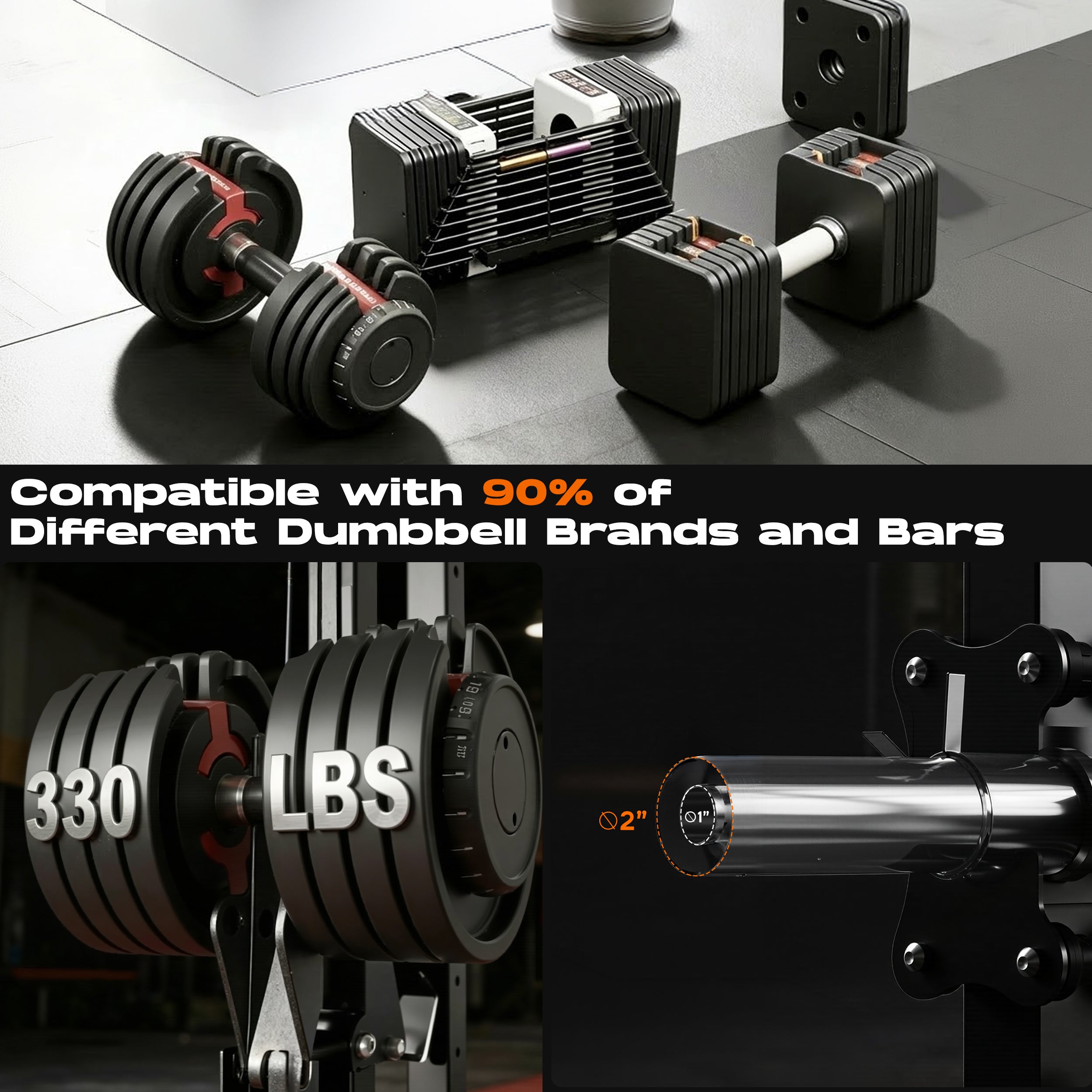 Tousains cable machine cr63 is compatible with 90% of dumbbells brands and bars
