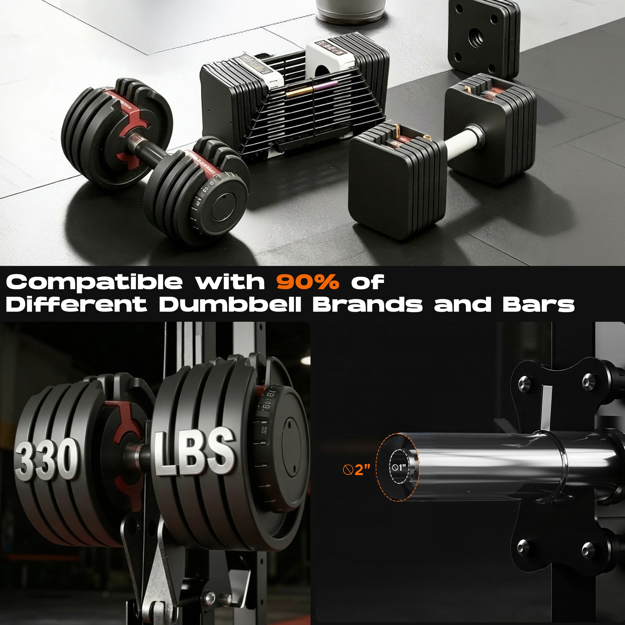 Tousains cable machine cr63 is compatible with 90% of dumbbells brands and bars