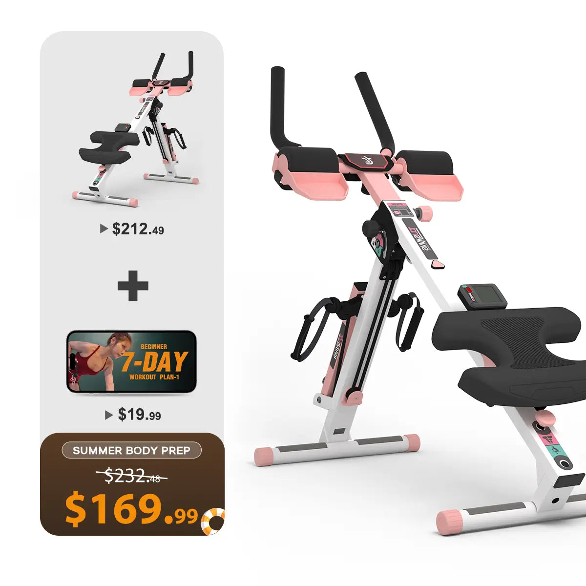 Tousains 3 in 1 rowing machine for sale: pink 