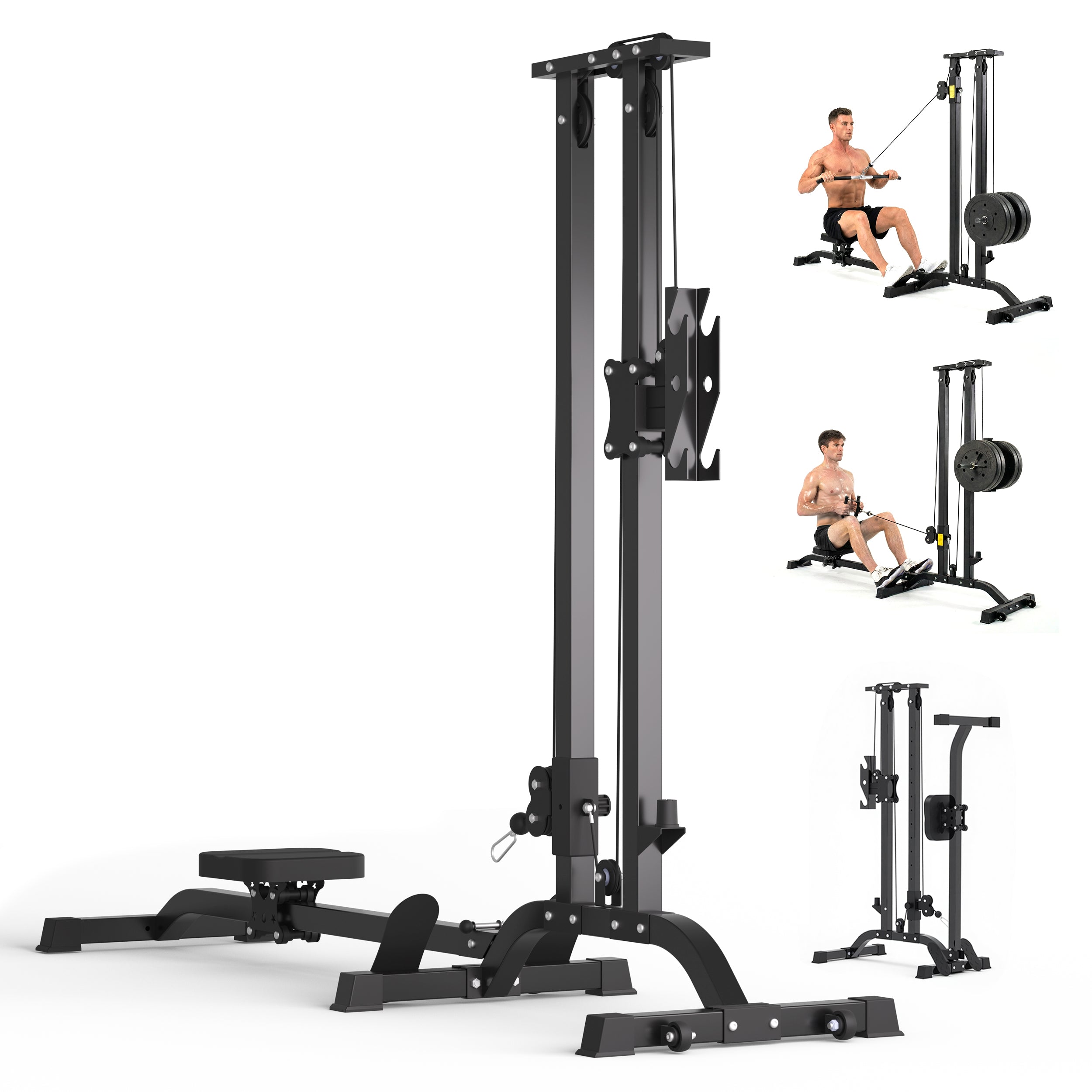 Tousains foldable machine CR63 supports cable exercises like seated pulldown and seated row
