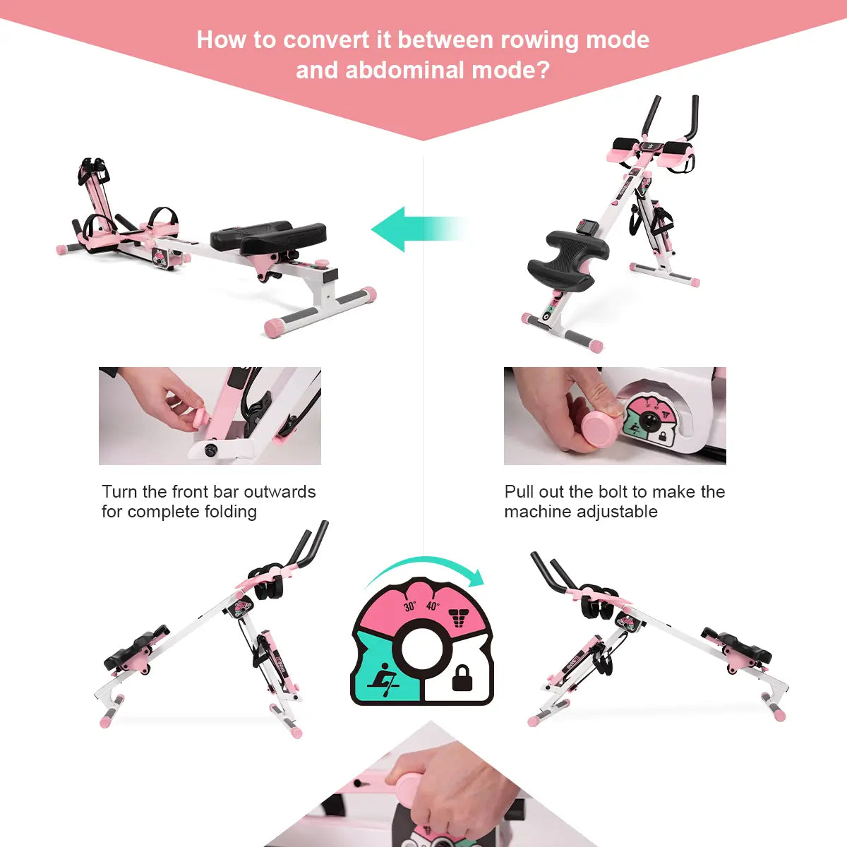 Tousains 3 in 1 Rowing Machine