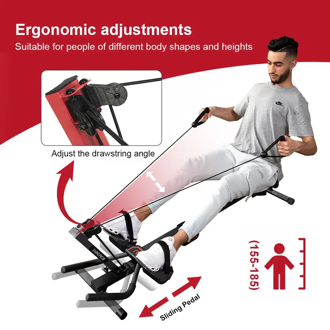 Tousains 3 in 1 rowing machine with ergonomic adjustments