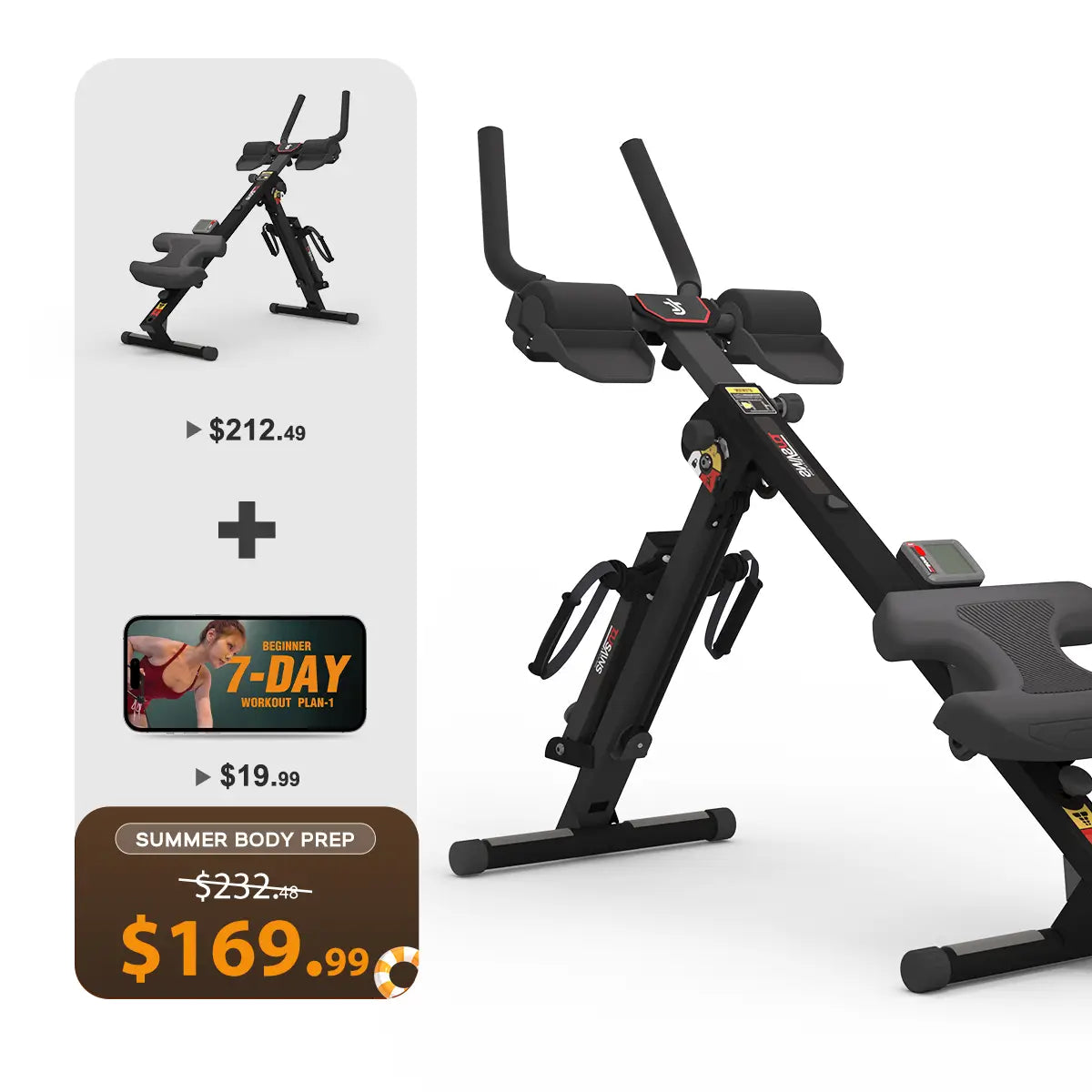 Tousains 3 in 1 rowing machine for sale: black