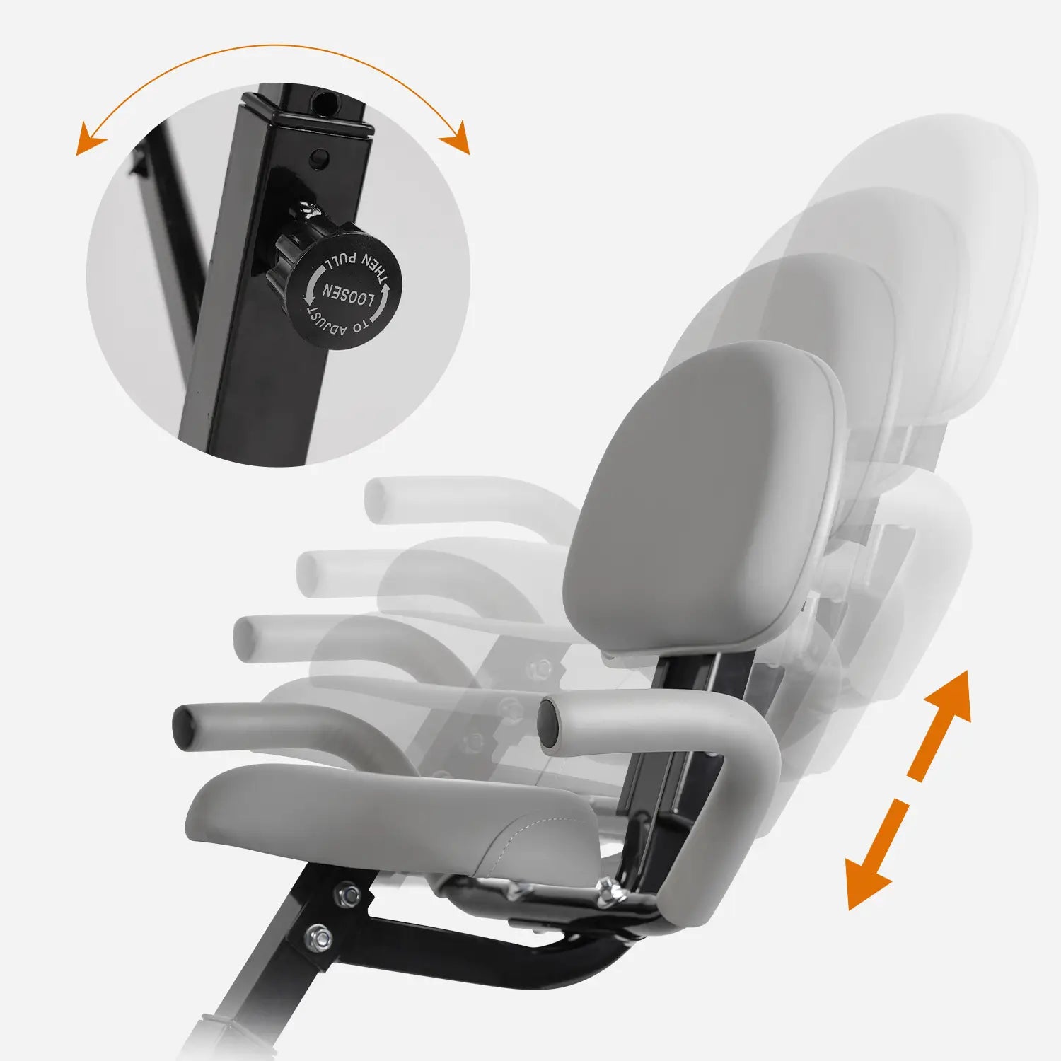 The seat of Tousains folding exercise bike can be adjusted. 