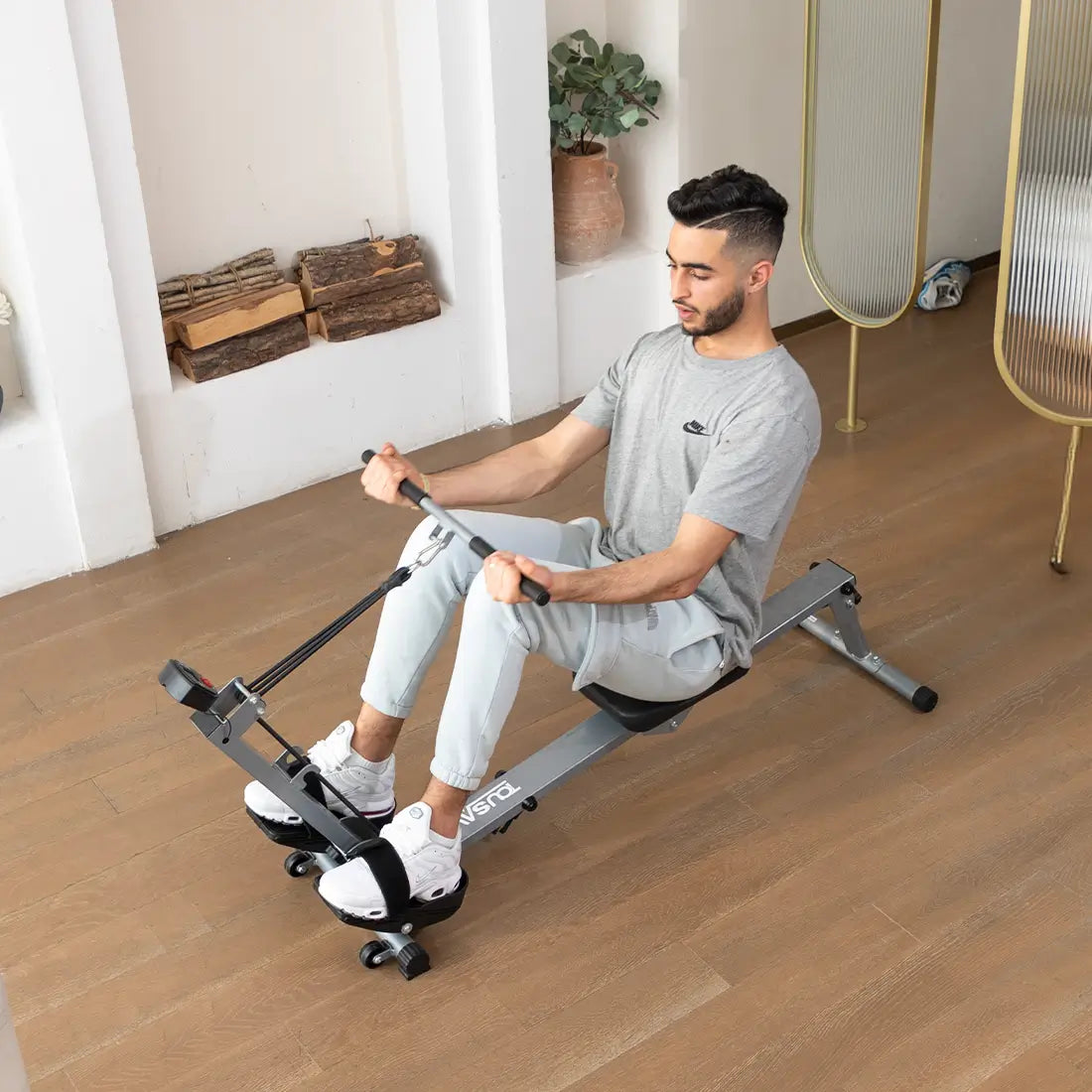 Tousains foldable rowing machine for home workout