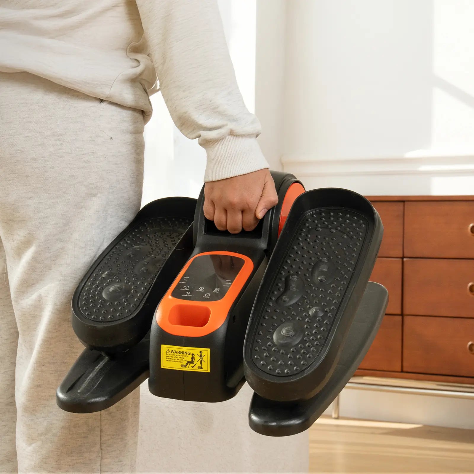 Tousains electric elliptical machine is portable for workout anywhere