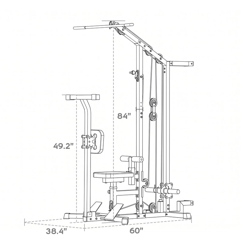 Tousains LAR76 LAT pulldown machine demensions