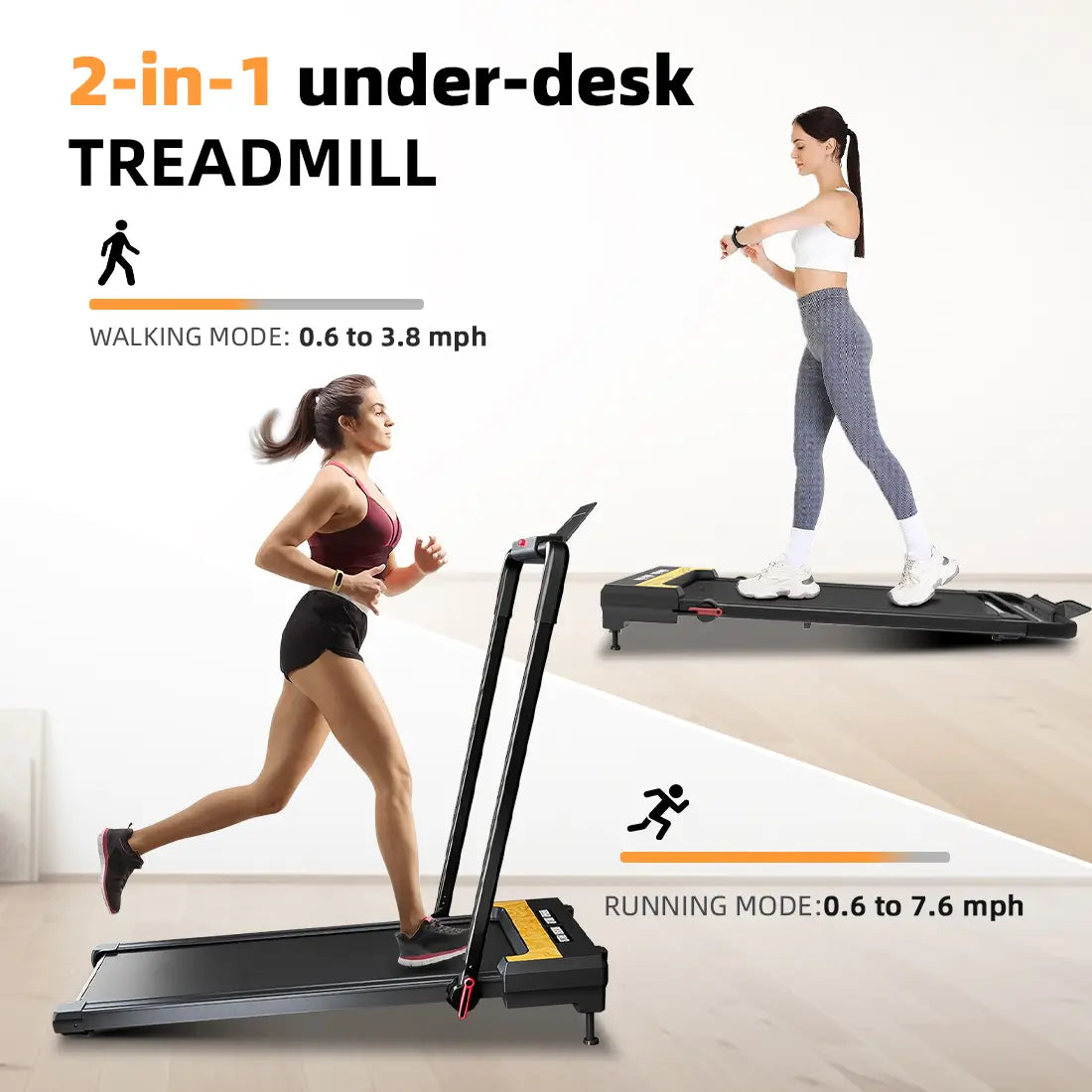 Tousains 2 in 1 incline treadmill with two modes