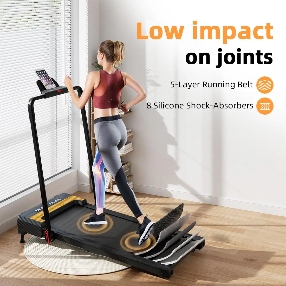 Tousains 2 in 1 incline treadmill with low impact