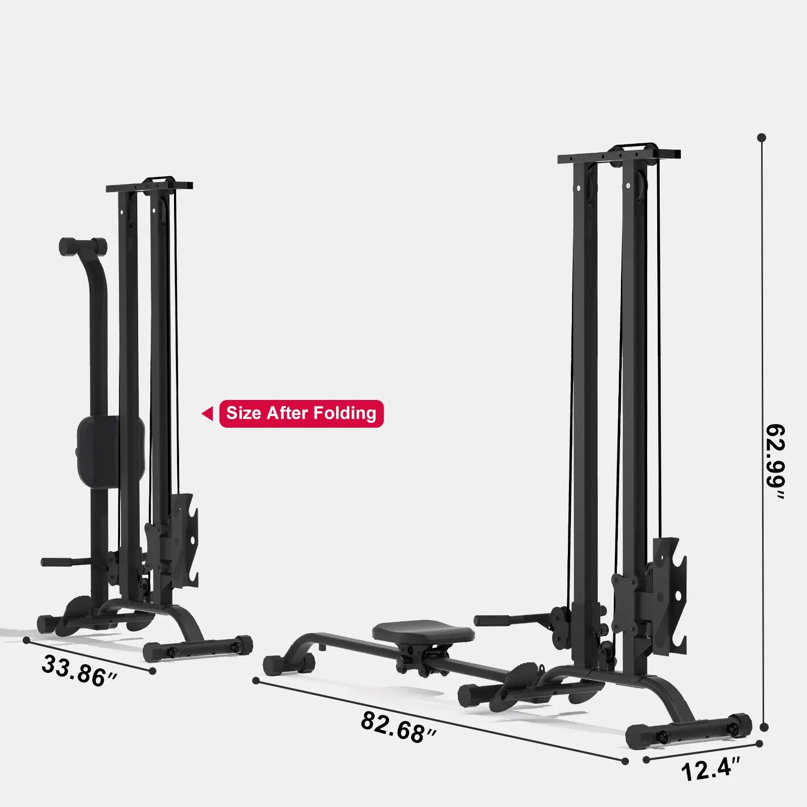 Tousains LAT Pulldown Machine dimensions 