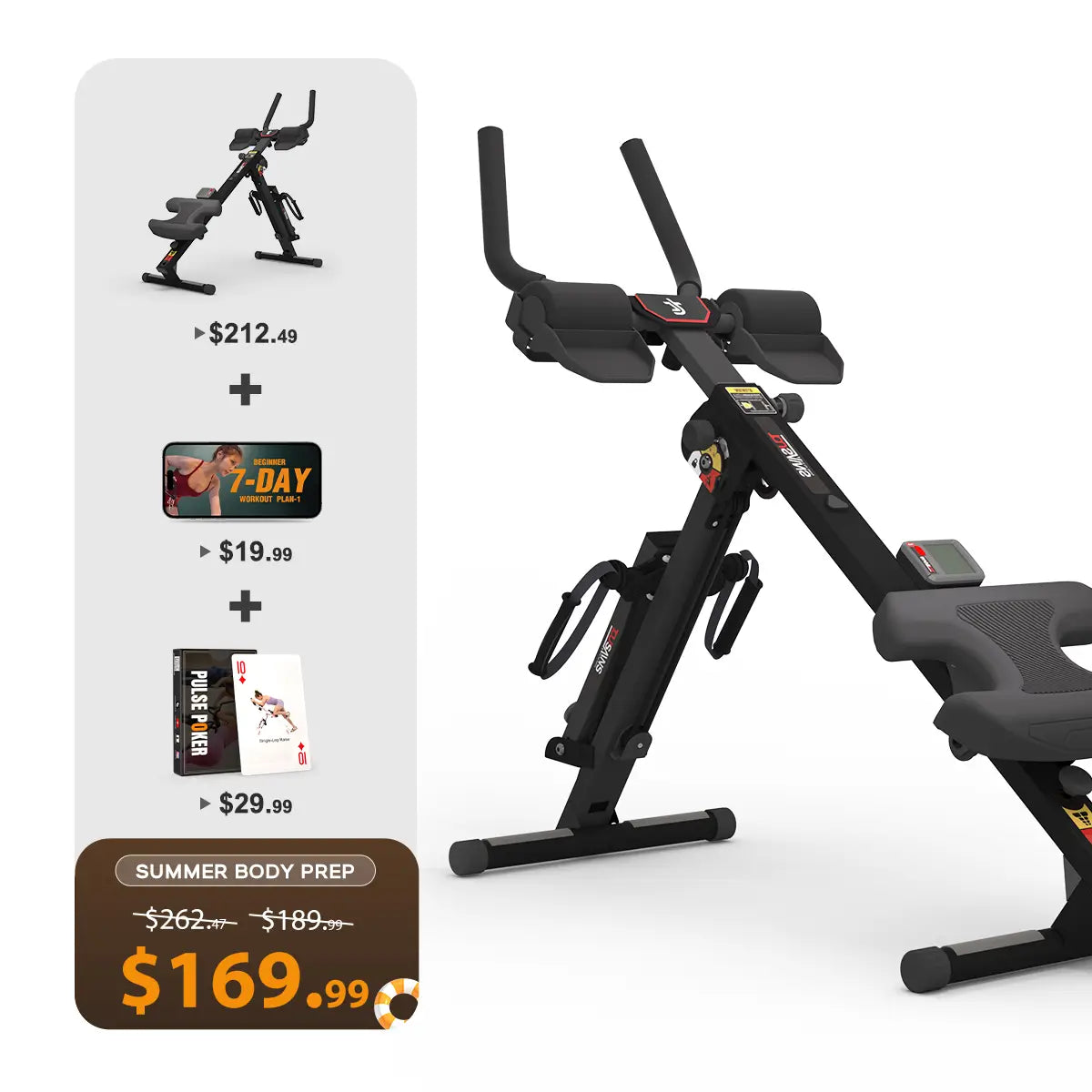 Tousains 3 in 1 rowing machine with a 7-day workout program and exercise cards