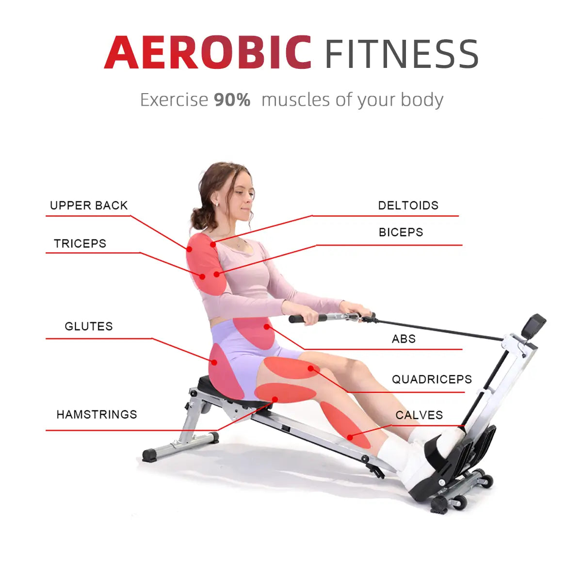 Tousains foldable rowing machine to exercise muscles