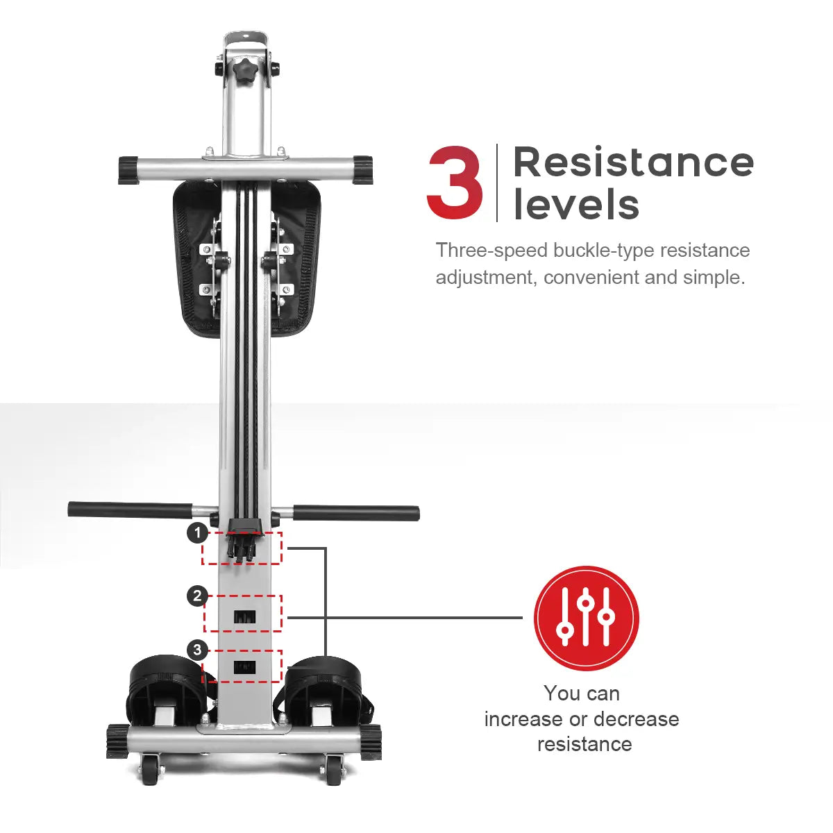 Tousains foldable rowing machine with 3 resistance levels