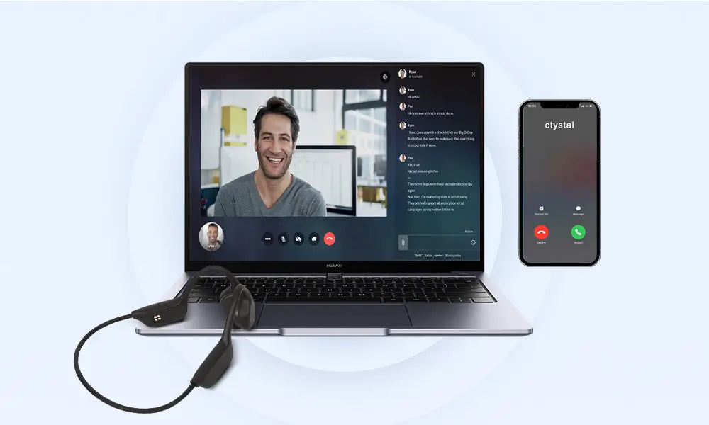 Tousains bone conduction headphones with dual-device connection