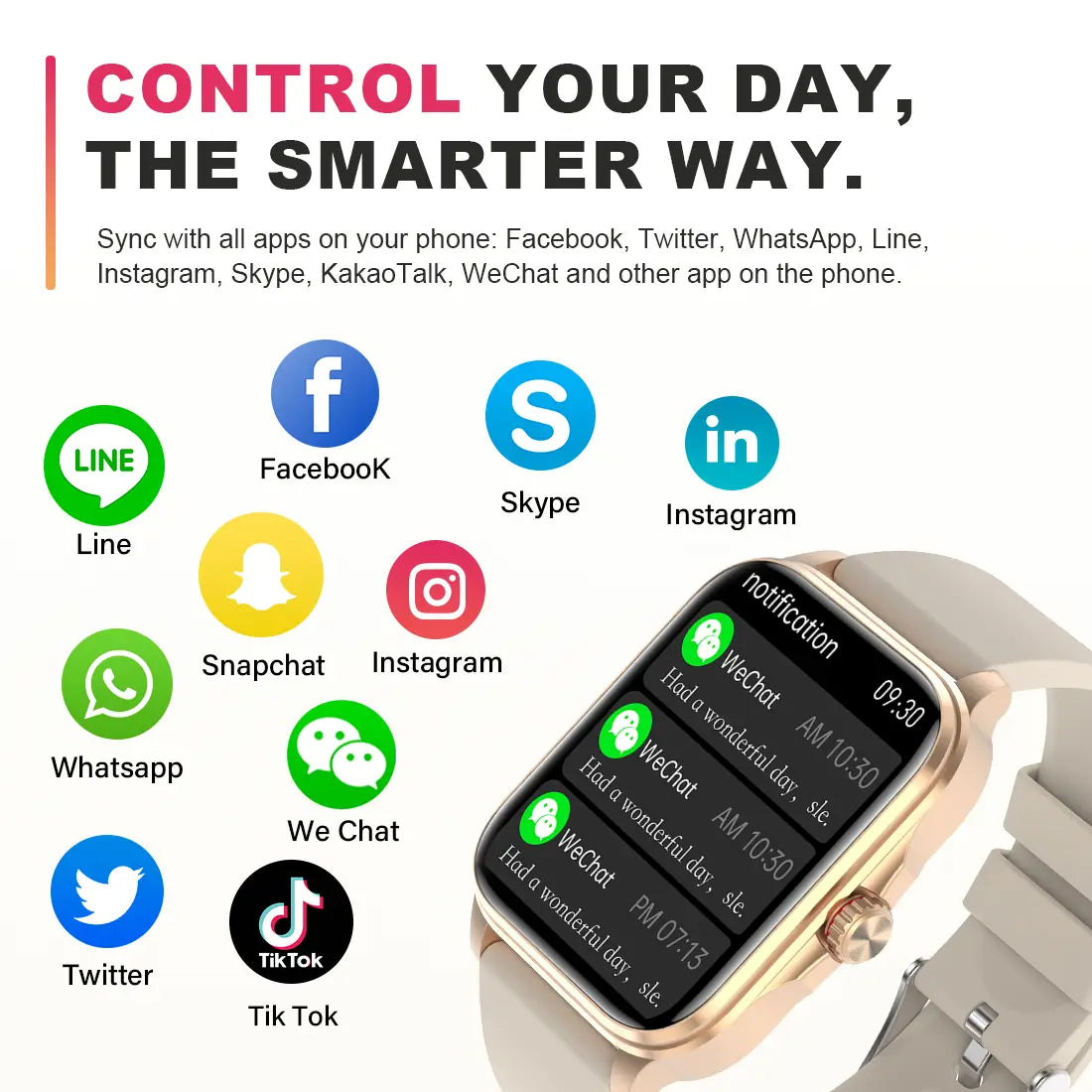 Tousains smartwatch P1 with various apps you need