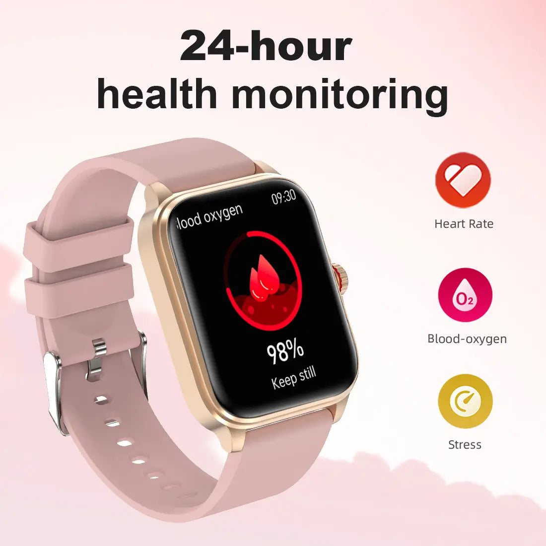 TOUSAINS Blank Smart Watch S1 for Woman with bluetooth Android and iphone Sports Modes with Calories Tracker 24 hrs Health Monitoring Blood Oxygen