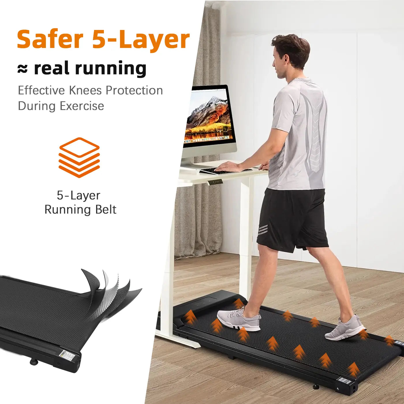 Tousains wallkstation jogging treadmill ST1 with five layer belt