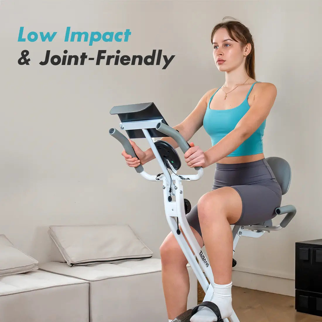 Tousains foldable exercise bike is gentle on your knees. 