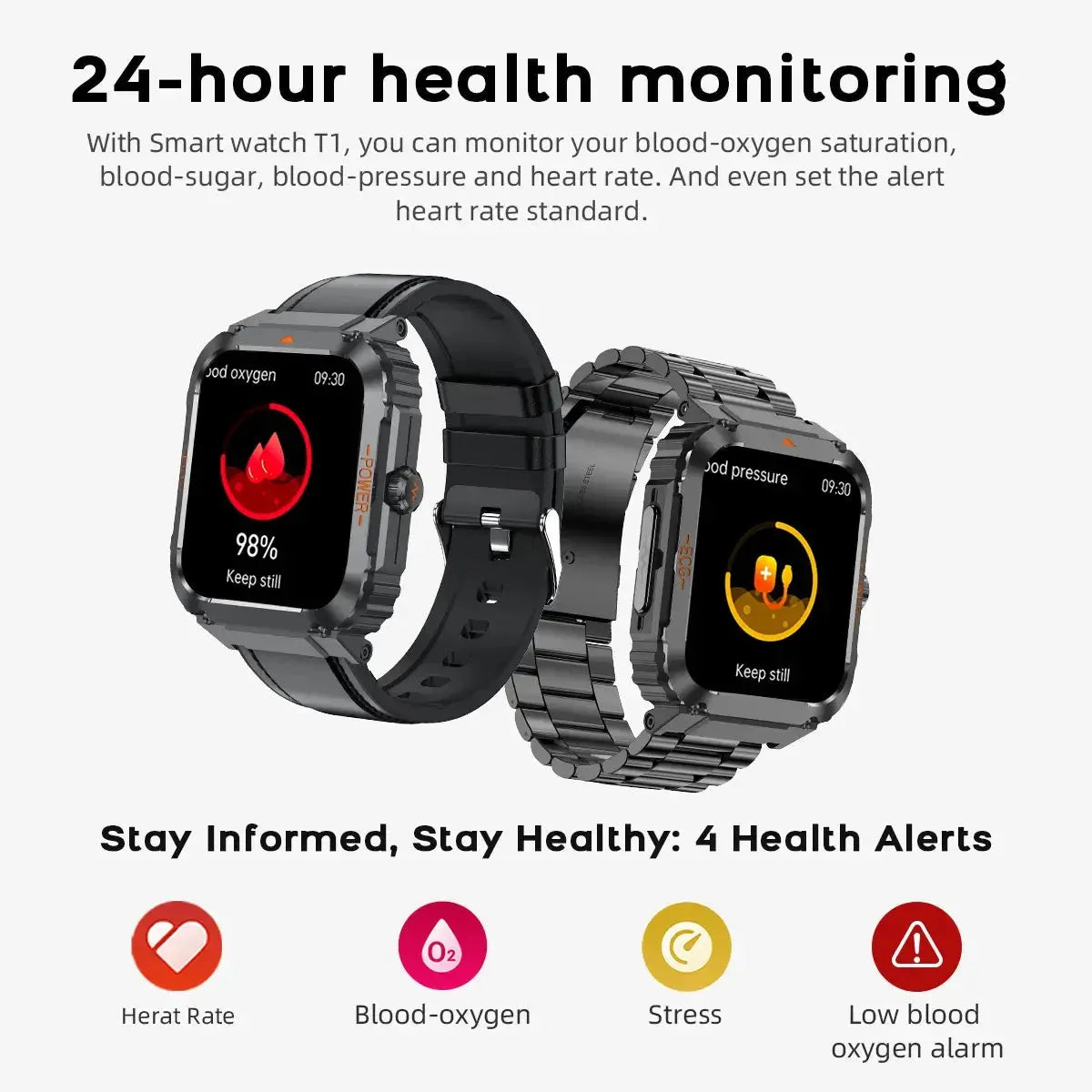 Tousains smartwatch S1 with 24hrs health monitor