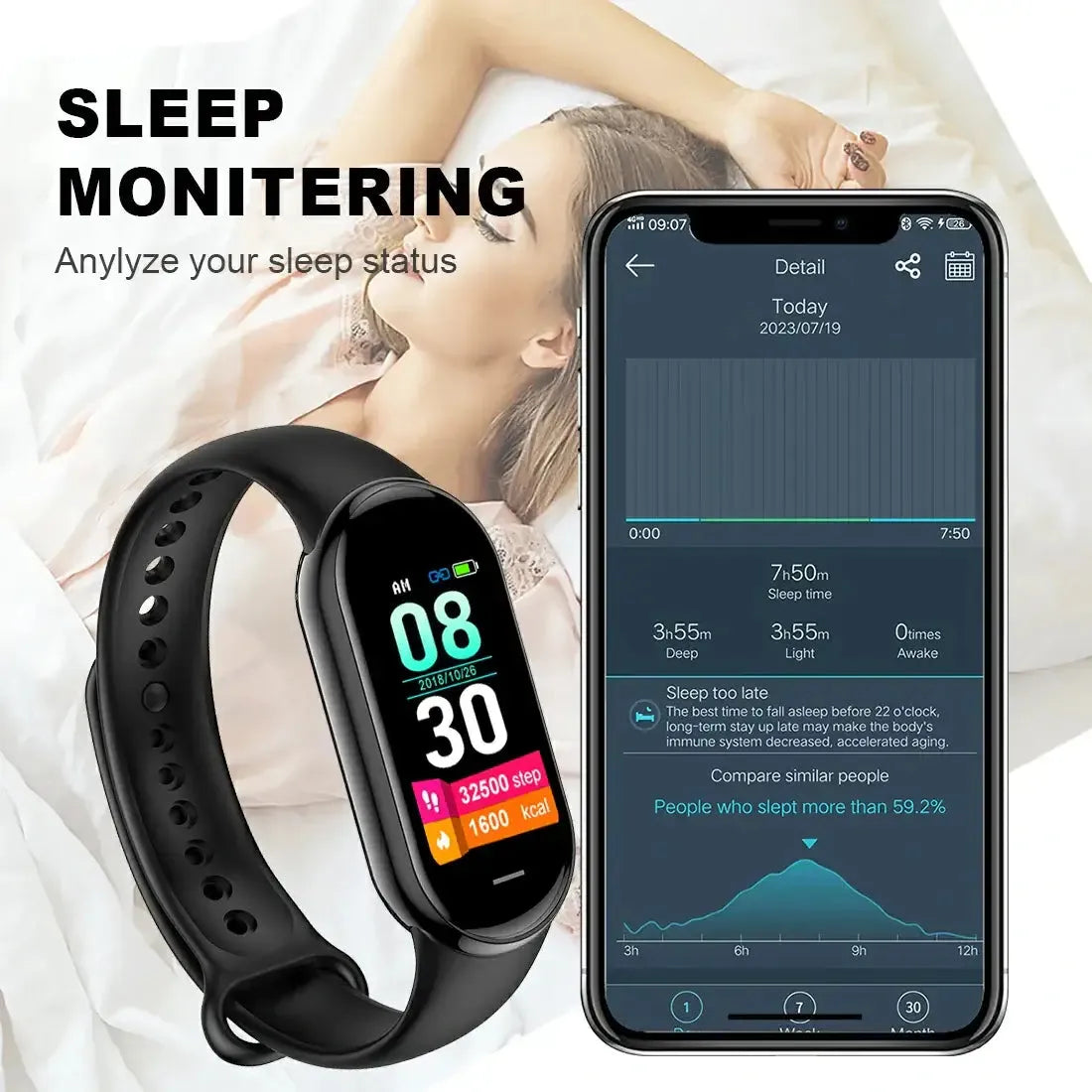 Tousains watch band S1 with sleep monitor